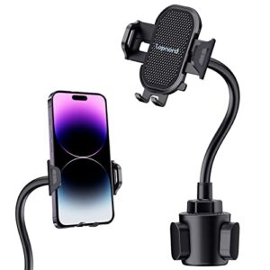 lopnord car phone holder mount cup holder, phone mount for car compatible with iphone 14 13 pro max/samsung galaxy s23 s22 ultra/s21/s20, cell phone holder car flexible gooseneck phone holder for car