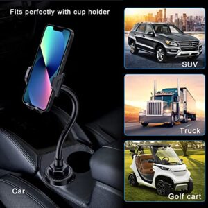 Lopnord Car Phone Holder Mount Cup Holder, Phone Mount for Car Compatible with iPhone 14 13 Pro Max/Samsung Galaxy S23 S22 Ultra/S21/S20, Cell Phone Holder Car Flexible Gooseneck Phone Holder for Car
