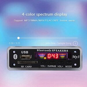 fosa DC 5V/12V Bluetooth 5.0 Audio Decoder Board Audio Module USB AUX SD FM Radio Lossless MP3/WMA/WAV/FLAC/APE Decoder Board Module, Colors Screen Display(Black)