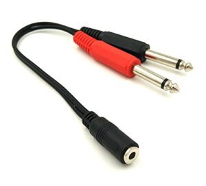 poyiccot 1/4 mono to 3.5mm stereo adapter, 3.5mm to 1/4 adapter cable, 1/8 to 1/4 splitter cable, 3.5mm 1/8 trs female to dual 6.35mm 1/4 ts male stereo to mono y splitter cable, 20cm/8inch