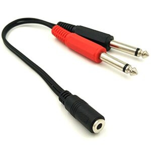 Poyiccot 1/4 Mono to 3.5mm Stereo Adapter, 3.5mm to 1/4 Adapter Cable, 1/8 to 1/4 Splitter Cable, 3.5mm 1/8 TRS Female to Dual 6.35mm 1/4 TS Male Stereo to Mono Y Splitter Cable, 20cm/8inch