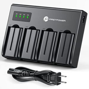 firstpower 4 pack np-f550 batteries and 4-channel charger compatible with sony np-f970 f960 f770 f750 f570 f550 f530 f330 ccd-sc55 tr516 tr716 tr818 tr910 tr917 camcorder and led video light, monitor