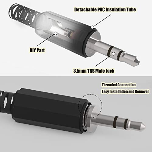 Ancable Replacement 4-Pack TRS Male Plug 3 Pole 1/8" 3.5mm Solder Type DIY Audio Cable Connector for Repair Headphones Headset