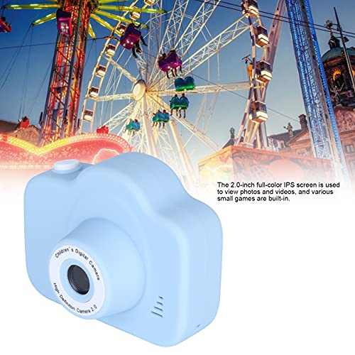 Mini Digital Camera, 1080p Kids Camera, 400mah Battery, Dual Front and Rear Cameras, 2.0 inch Full Color IPS Screen, for Kids Mini Educational Toy Camera (Blue)