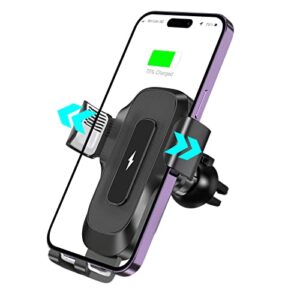 wireless car charger, amlink 15w max qi fast charging, auto-clamping alignment car phone holder mount, air vent wireless charging for iphone 14 13 12 11 pro max, samsung galaxy s22 s21 s20+, etc