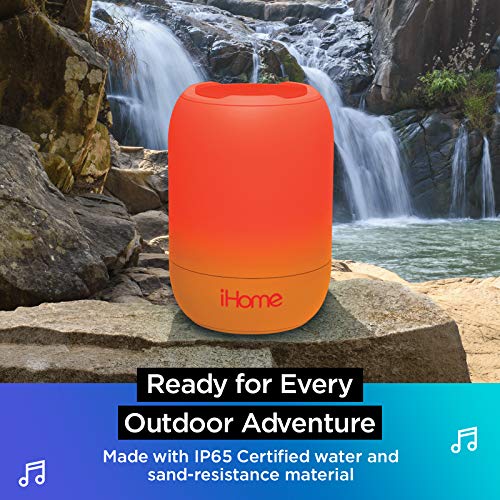 iHome PlayFade Portable Bluetooth Speaker - Water-Resistant Rechargeable Audio Device for Outdoor Events, Pool Party, Beach, Camping (Model iBT400B) Black