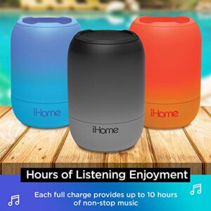 iHome PlayFade Portable Bluetooth Speaker - Water-Resistant Rechargeable Audio Device for Outdoor Events, Pool Party, Beach, Camping (Model iBT400B) Black