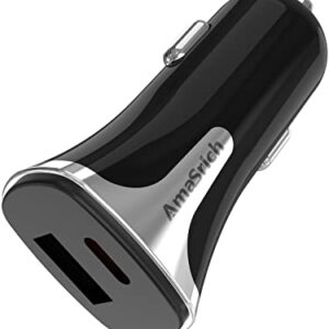 Amasrich 32W Total PD Super Fast Charging Car Charger for iPhone/iPad/Galaxy Note/Galaxy S/Galaxy A/Galaxy Z/GalaxyTab S,20W + 12W Dual Ports