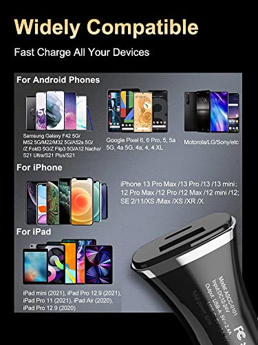 Amasrich 32W Total PD Super Fast Charging Car Charger for iPhone/iPad/Galaxy Note/Galaxy S/Galaxy A/Galaxy Z/GalaxyTab S,20W + 12W Dual Ports