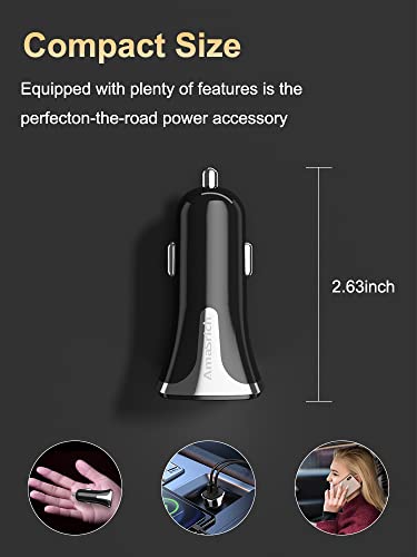 Amasrich 32W Total PD Super Fast Charging Car Charger for iPhone/iPad/Galaxy Note/Galaxy S/Galaxy A/Galaxy Z/GalaxyTab S,20W + 12W Dual Ports