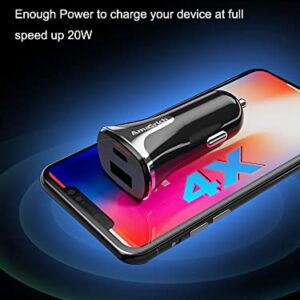 Amasrich 32W Total PD Super Fast Charging Car Charger for iPhone/iPad/Galaxy Note/Galaxy S/Galaxy A/Galaxy Z/GalaxyTab S,20W + 12W Dual Ports