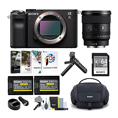 Sony Alpha a7C Full-Frame Compact Mirrorless Camera (Black) Bundle with FE 20mm f/1.8 G Lens (6 Items)