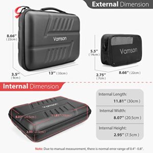 Vamson Large Carrying Case for GoPro Hero 11 10 9 8 7 6 5 4 3/DJI Osmo Action/AKASO/APEMAN/Insta360 One X Camera and Accessories, Hard PU Shell DIY Protective Travel Case Storage Bag Outdoor VP808