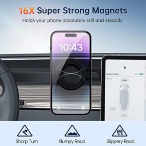 KESTERRA Tesla Phone Mount,Strongest Magnet Power Phone Car Holder Mount,Compatible with Magsafe Case iPhone 14/13/12/Samsung,Foldable and Rotatable,Tesla Model 3 Accessories,Tesla Model Y Accessorie