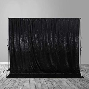 juya delight 6ft x 8ft non-transparent sequin photography background backdrop curtain for birthday party wedding festival ceremony (black)