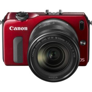 canon eos-m mirrorless digital camera with ef-m 18-55mm f/3.5-5.6 is stm lens (red) – international version (no warranty)