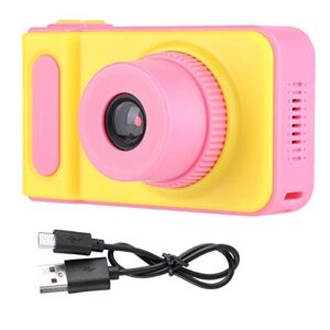 kids digital video camera,2 inch 1080p digital video camera cartoon toy camera support playback video & photo,for children boy girl birthday gift (pink)