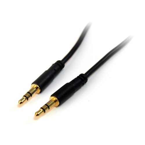 StarTech.com 3.5mm Audio Cable - 3 ft - Slim - M / M - AUX Cable - Male to Male Audio Cable - AUX Cord - Headphone Cable - Auxiliary Cable (MU3MMS), Black