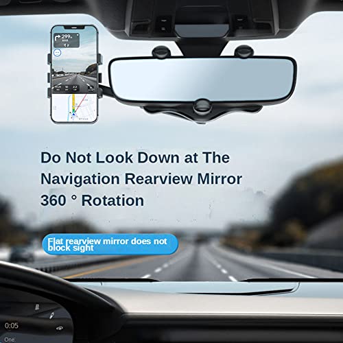 VOKEEH Phone Holder Rearview Mirror Car Phone Holder Mount,Rotatable and Retractable 360-degree Rotation Adjustment for Most Car &Phone