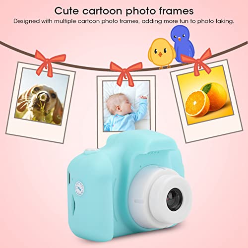 Children Camera,HD Cartoon Digital Video Camera Toy for Children Kids,2.0in IPS Screen,Multiple Cartoon Photo Frames,Taking Photos,Recording Videos,DIY Photos (Green)