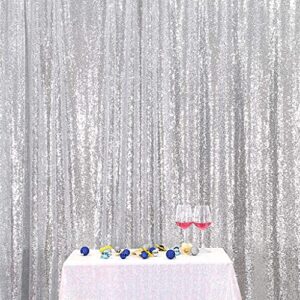 poise3ehome silver sequin backdrop curtain, 10ft x 10ft silver glitter backdrop curtains, sequence xmas thanksgiving backdrop drapes for wedding party festival decor