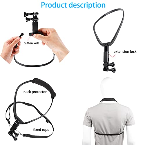 Mobile Phone Chest Strap Mount Action Camera Neck Holder for VLOG/POV, for iPhone 13 12 11 Pro Max Plus,Samsung,GoPro Hero 10, 9, 8, 7, 6, 5,DJI OSMO Action 2, AKASO,and Cell Phones (4 to 7in)