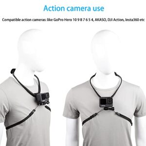 Mobile Phone Chest Strap Mount Action Camera Neck Holder for VLOG/POV, for iPhone 13 12 11 Pro Max Plus,Samsung,GoPro Hero 10, 9, 8, 7, 6, 5,DJI OSMO Action 2, AKASO,and Cell Phones (4 to 7in)