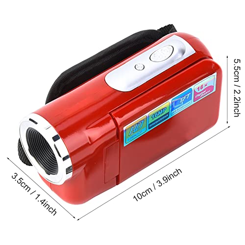 Portable Child DV Camera, 16X Digital Zoom, HD Camera, Support Memory Card, Children's Toys with TFT LCD Sceen (Red)