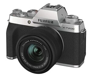 fujifilm x-t200 mirrorless digital camera w/xc15-45mm kit – silver