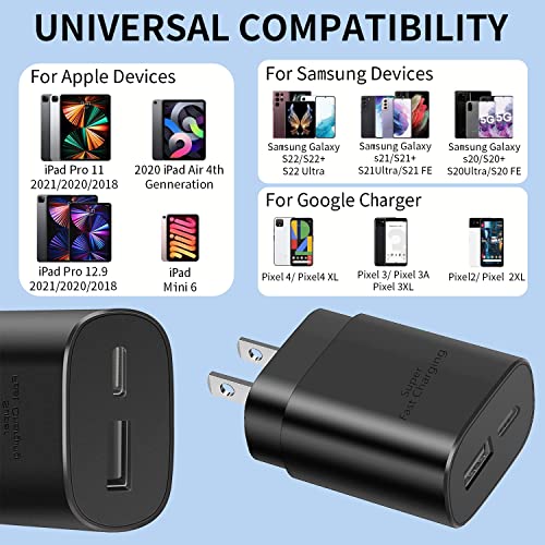 Type C Charger Fast Charge,Samsung Super Fast Charge,2-Pack 25W Charging Block,Compatible with Samsung Galaxy S22/S22+/S22 Ultra/S21/S20/S21 Ultra/Note 20/20 Ultra/Note 10/Note10+/Note 9 /Note 8