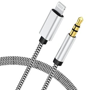 [apple mfi certified] iphone aux cord for car stereo, veetone 3ft lightning to 3.5mm aux audio nylon braided cable for iphone 14 13 12 11 pro max/xs/xr/x 8/ipad/ipod to speaker, home stereo, headphone