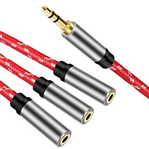 3.5mm shunt audio cable 1ft, sikaite 3.5mm headphone splitter 1 to 3-way 3.5mm (1 / 8 inch) trs male to 3-hole female cable, 3.5mm trs 1 to 3-way splitter cable
