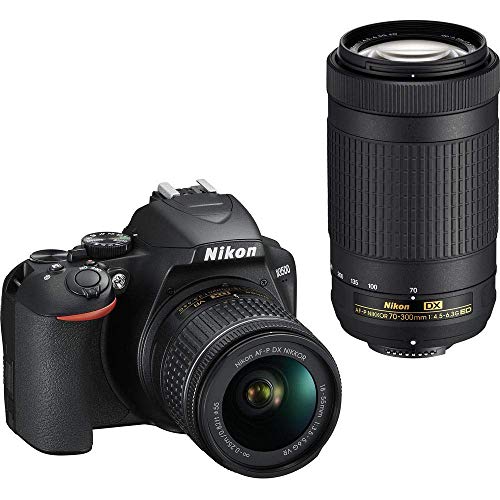 Nikon D3500 DSLR Camera with 18-55mm and 70-300mm Lenses (1588) + 64GB ExtremePro Card + 2 x EN-EL14a Battery + Corel Photo Software + Case + Telephoto Lens + More - International Model (Renewed)