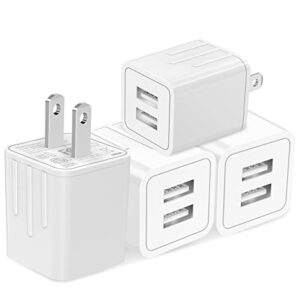 USB Wall Charger, tiavalmax 4-Pack 2.1A Dual Port USB Cube Power Adapter Charger Plug Block Charging Box Brick for iPhone,iPad,Samsung Galaxy,Google Pixel,Moto, LG, HTC, Motorola,Oneplus,Nokia,Kindle