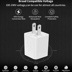 USB Wall Charger, tiavalmax 4-Pack 2.1A Dual Port USB Cube Power Adapter Charger Plug Block Charging Box Brick for iPhone,iPad,Samsung Galaxy,Google Pixel,Moto, LG, HTC, Motorola,Oneplus,Nokia,Kindle