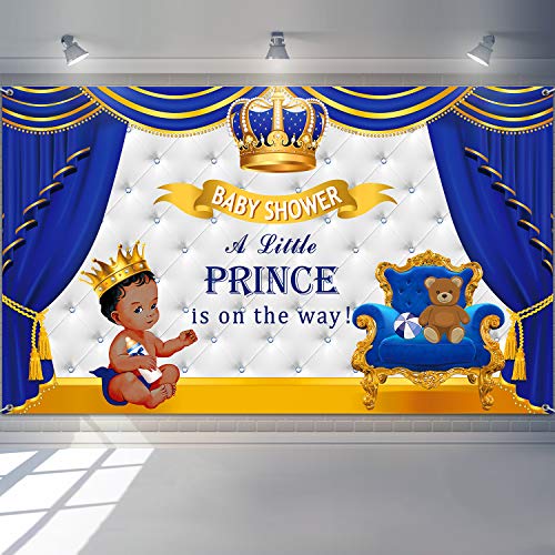 Royal Prince Baby Shower Decoration for Boys, Royal Blue Baby Shower Backdrop Photography Background for Boys Prince Baby Shower Birthday Party Supplies