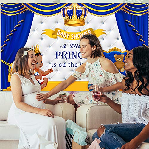 Royal Prince Baby Shower Decoration for Boys, Royal Blue Baby Shower Backdrop Photography Background for Boys Prince Baby Shower Birthday Party Supplies