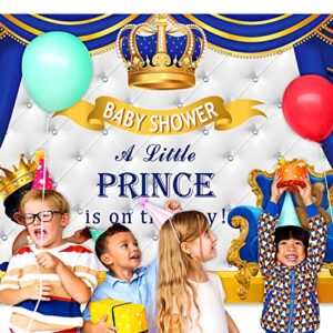 Royal Prince Baby Shower Decoration for Boys, Royal Blue Baby Shower Backdrop Photography Background for Boys Prince Baby Shower Birthday Party Supplies