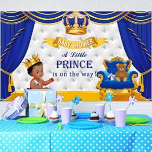 Royal Prince Baby Shower Decoration for Boys, Royal Blue Baby Shower Backdrop Photography Background for Boys Prince Baby Shower Birthday Party Supplies