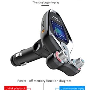 Bluetooth 5.0 FM Transmitter for Car, QC3.0 & TFT Colorful Display Wireless Bluetooth FM Radio Adapter Four Music Player Mode/Car Kit，Hands-Free Calls Support TF Card/U Disc Aux Input/Output