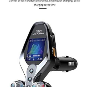 Bluetooth 5.0 FM Transmitter for Car, QC3.0 & TFT Colorful Display Wireless Bluetooth FM Radio Adapter Four Music Player Mode/Car Kit，Hands-Free Calls Support TF Card/U Disc Aux Input/Output