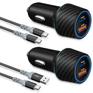 usb c car charger fast charging usb c cigarette lighter adapter boxeroo 43w dual pd power pps rapid car charger with 2 pack 6ft type c cable compatible for samsung s22 ultra 21 20