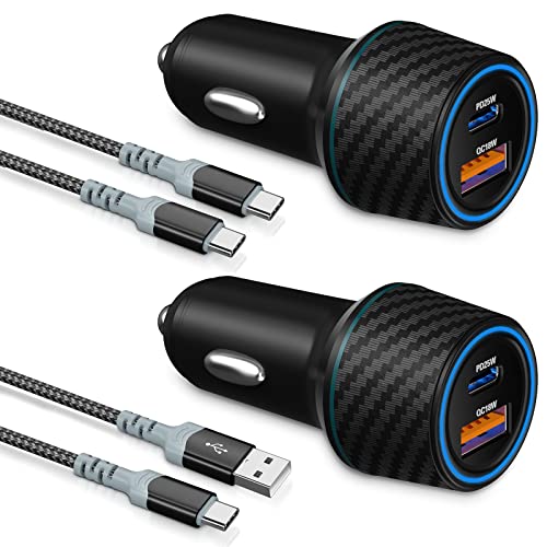 USB C Car Charger Fast Charging USB C Cigarette Lighter Adapter Boxeroo 43W Dual PD Power PPS Rapid Car Charger with 2 Pack 6ft Type C Cable Compatible for Samsung S22 Ultra 21 20