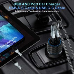 USB C Car Charger Fast Charging USB C Cigarette Lighter Adapter Boxeroo 43W Dual PD Power PPS Rapid Car Charger with 2 Pack 6ft Type C Cable Compatible for Samsung S22 Ultra 21 20