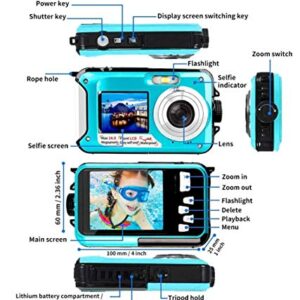 Waterproof Digital Camera for Snorkeling 24 MP Video Recorder Full HD 1080P Bundle with Swimming Goggles, 32GB SD Card, Floating Wrist Strap. DV Recording Point and Digital Shoot, Dual Screen.