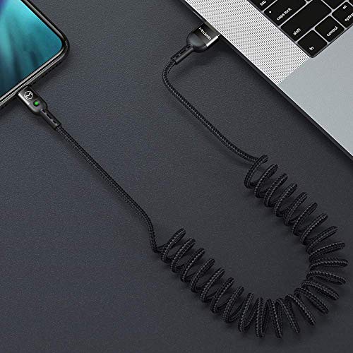 AICase Retractable USB Type C Cable, Coiled Type-C Cable for Car,Charging & Sync Data,USB C Charger Cable for Galaxy S9 S8 Note 8, Pixel, LG V30 G6, Nintendo Switch, OnePlus 5 etc