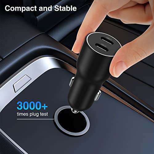 USB C Car Charger, 40W(20W+20W) Fast Car Charger Adapter PD Dual Port Type C Car Power Adapter Compatible with iPhone 13/12/11/X/8/iPad, Galaxy S22/S21/S20/Note 20