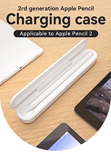 Charging Case for Apple Pencil 2nd Generation, Apple Pencil 2 Charger Dock Wireless Charger Case and Protective Case (White)