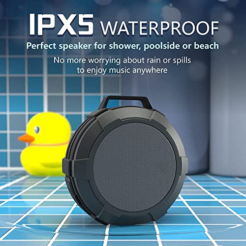 Bluetooth Speakers,Portable Wireless Outdoor Speaker with HD Soun, IPX7 Waterproof Shower Speaker, TWS, Enhanced Bass, 6H Playtime,Built in Mic for Sports, Pool, Beach, Hiking, Camping (Black)