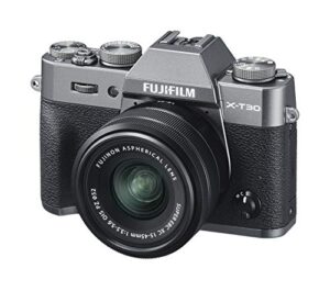 fujifilm x-t30 mirrorless digital camera w/xc15-45mm f/3.5-5.6 ois pz lens, charcoal silver